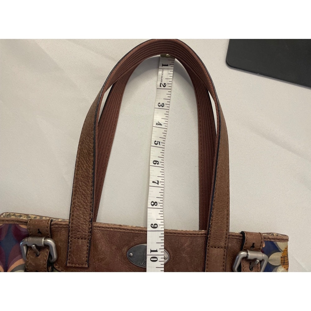 Fossil Key-Per Retro Floral Coated Canvas Tote Brown Leather Trim Multi-Color - Picture 14 of 14